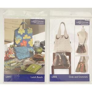 Lot of 2 Indygo Junction Patterns IJ805 Grids Grommes & IJ897 Lunch Bunch Unused